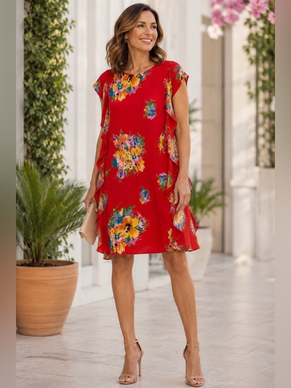 NWT Ralph Lauren Floral Dress Red